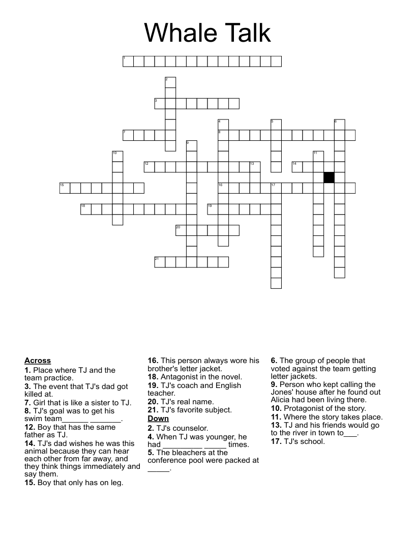 Whale Talk Crossword