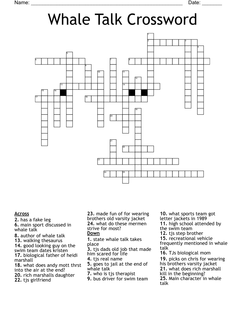 Whale Talk Crossword