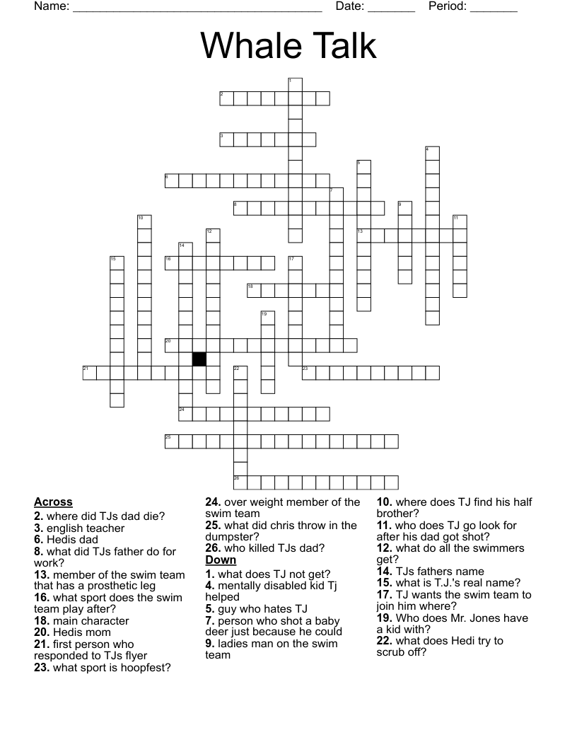 Whale Talk  Crossword