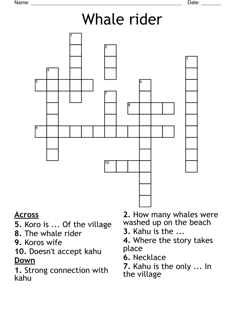 Whale rider  Crossword