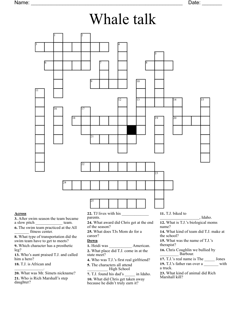 Whale talk  Crossword