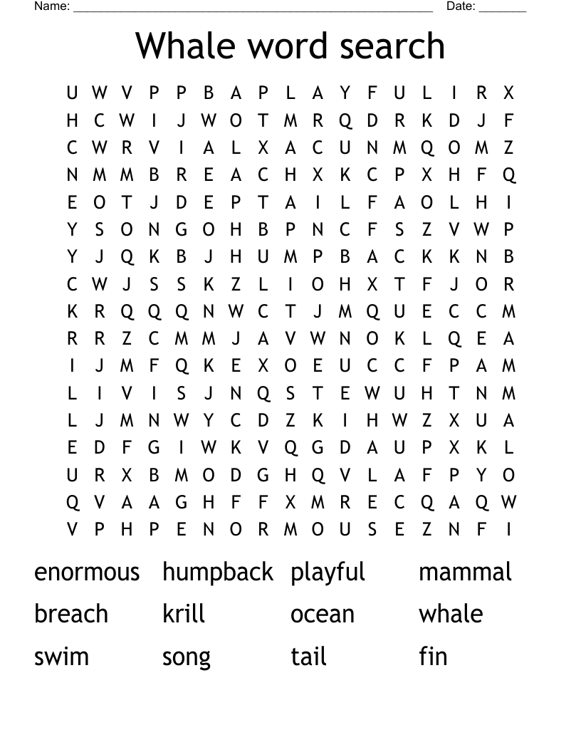 Whale word search