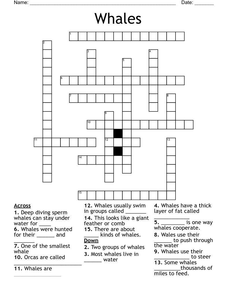 Whales Crossword