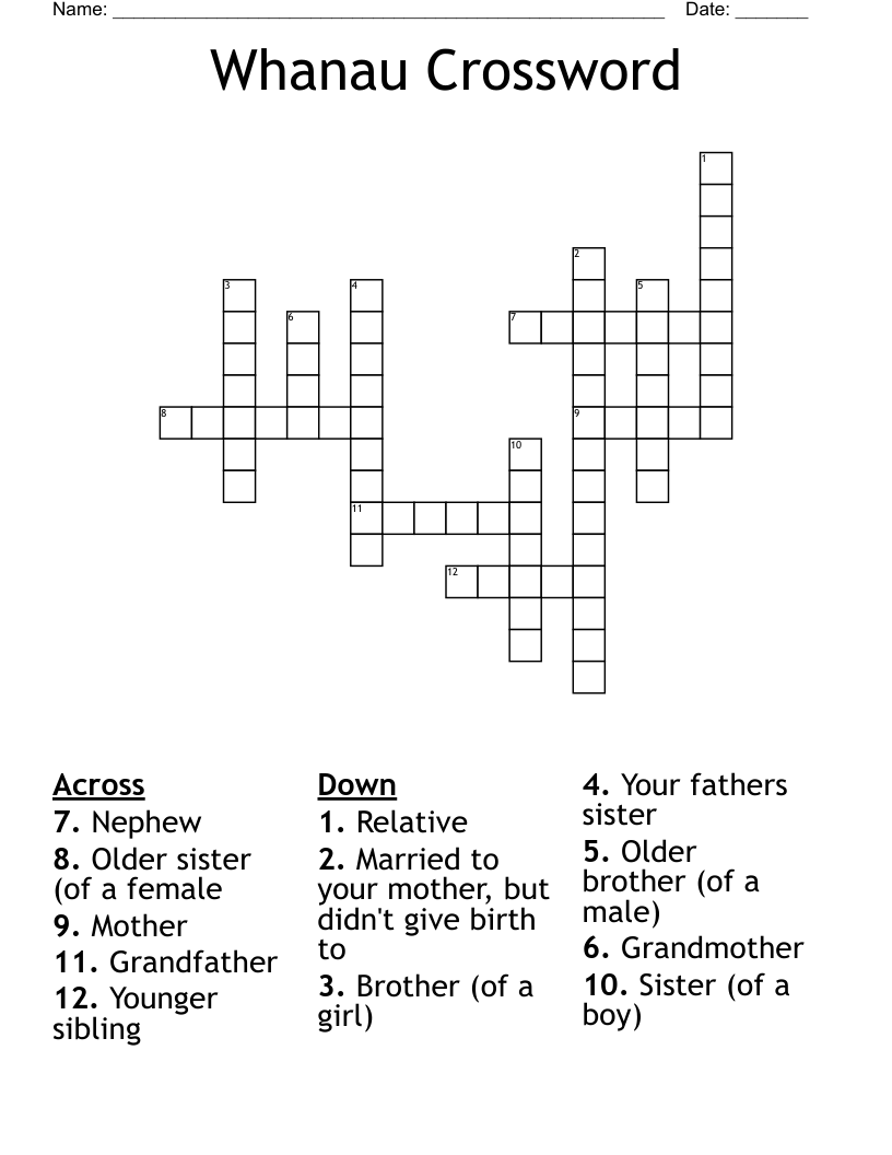 Whanau Crossword