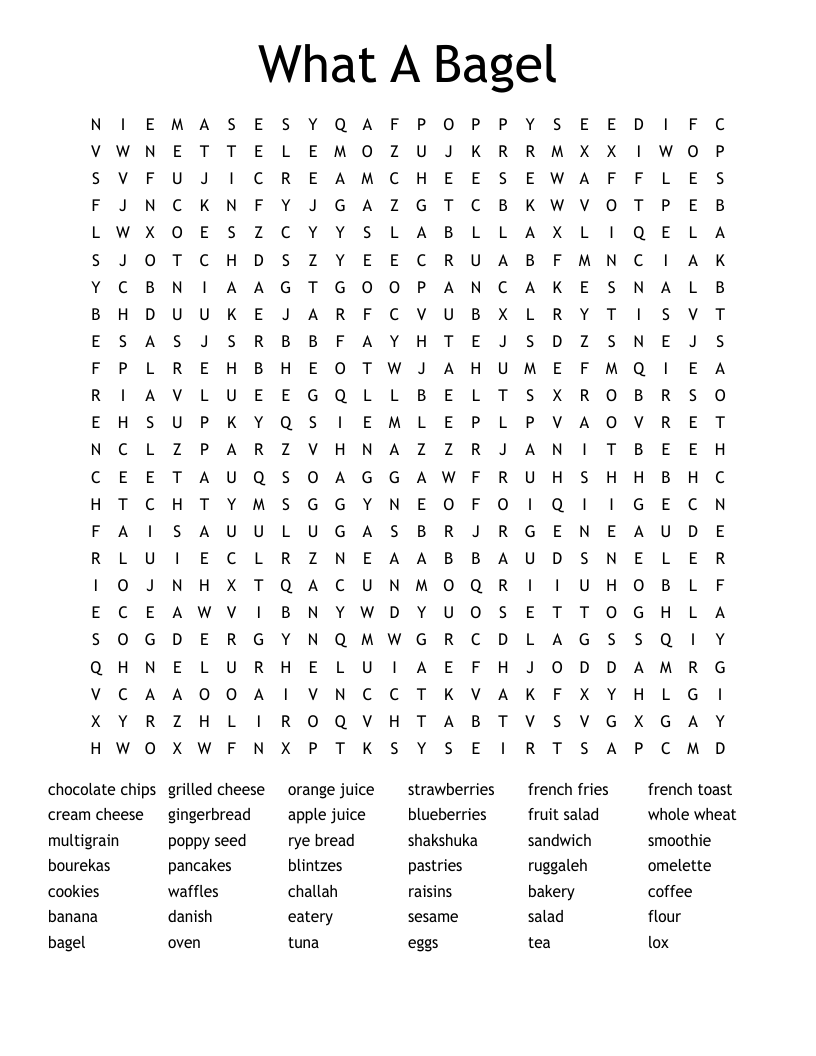 What A Bagel Word Search