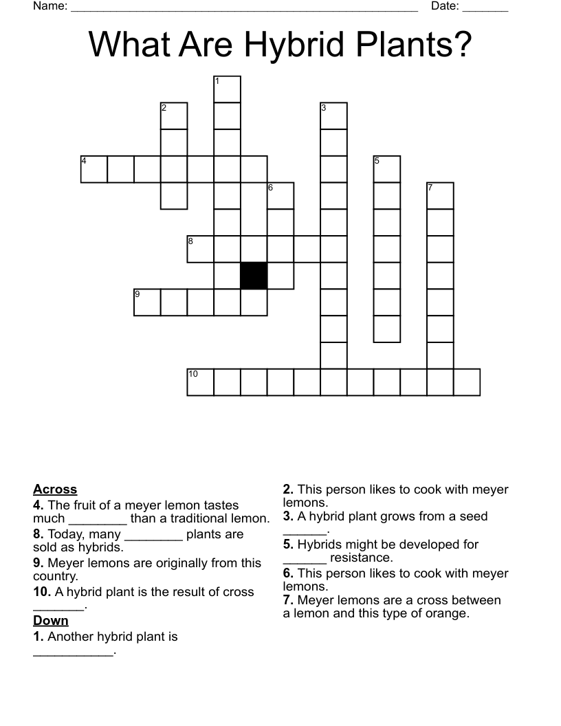 What Are Hybrid Plants? Crossword