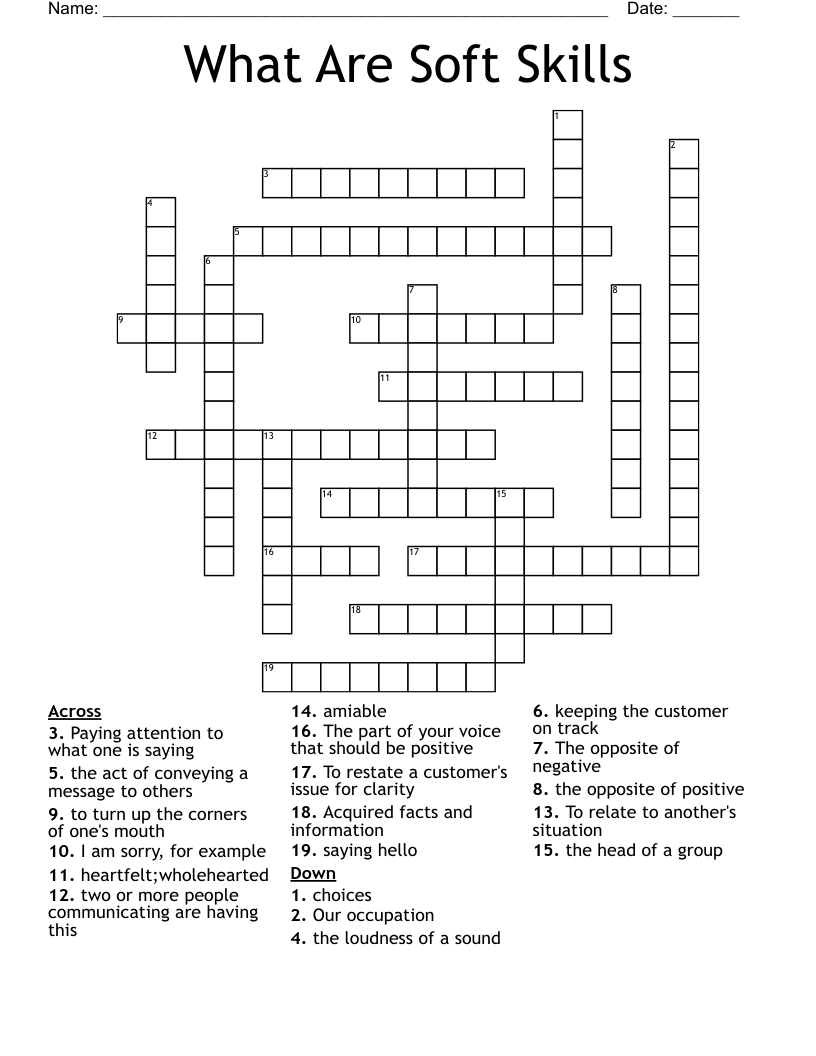 What Are Soft Skills  Crossword