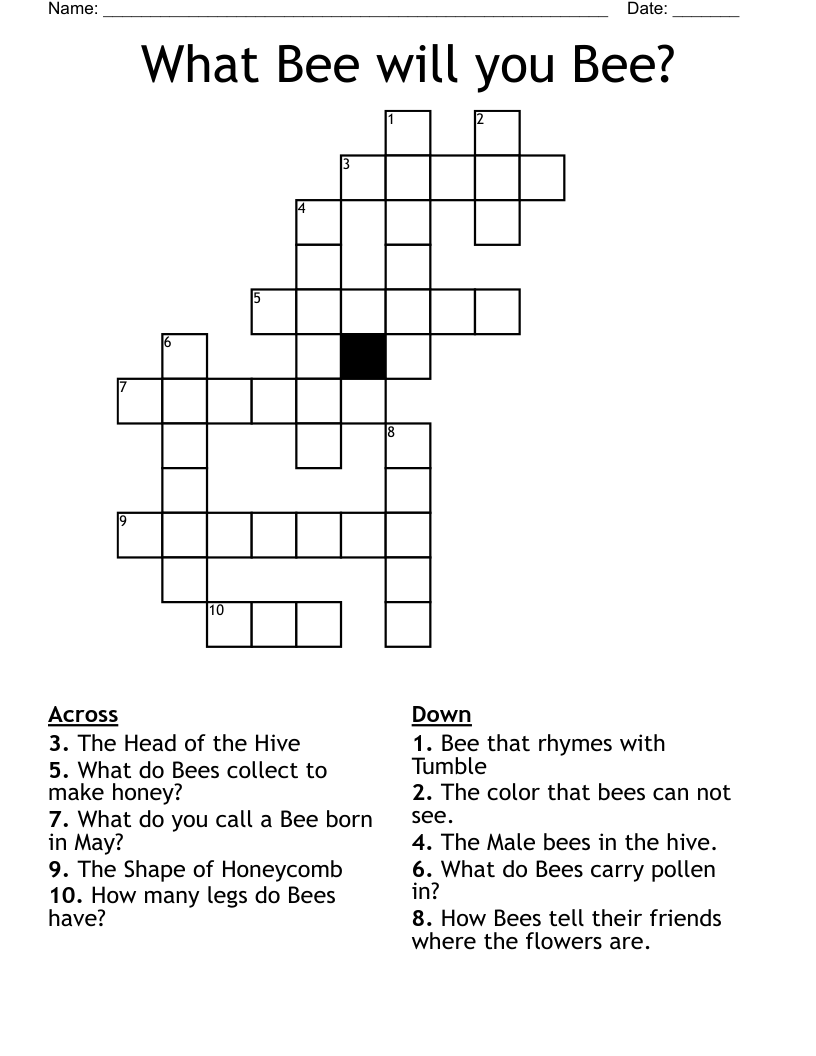 What Bee will you Bee? Crossword