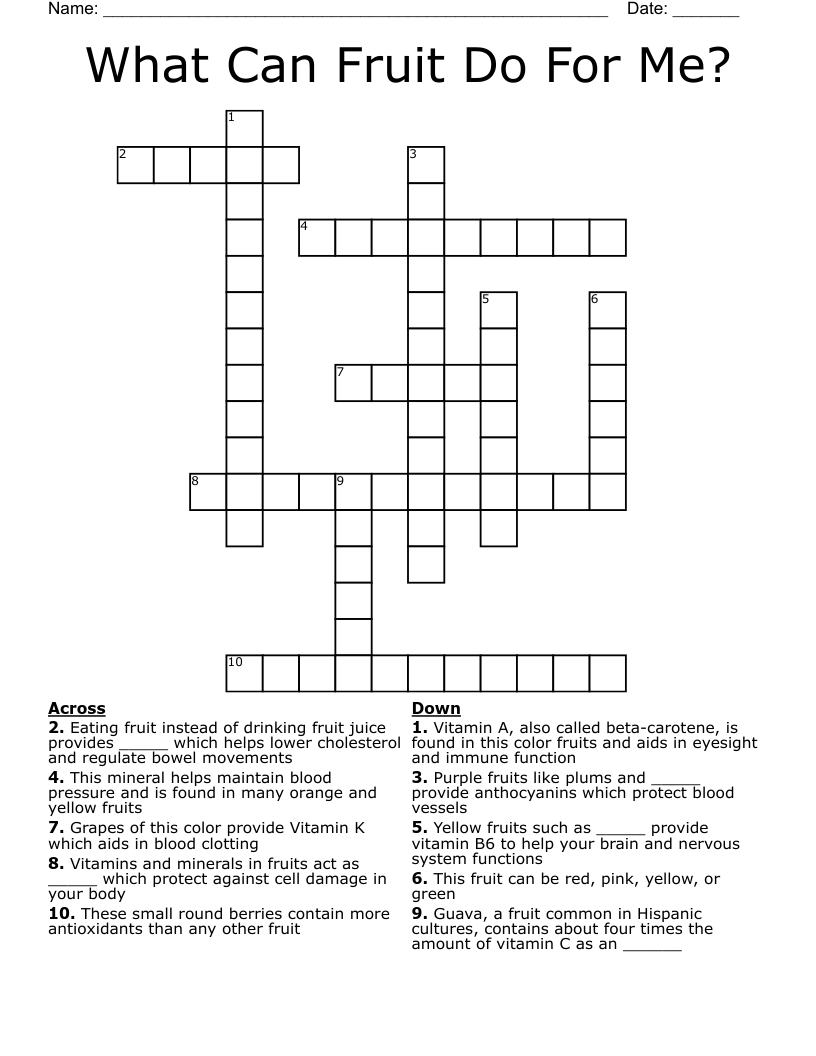 What Can Fruit Do For Me? Crossword
