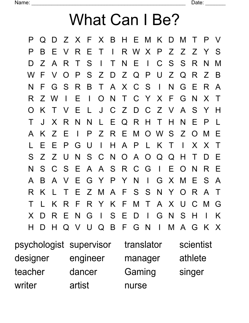 What Can I Be? Word Search