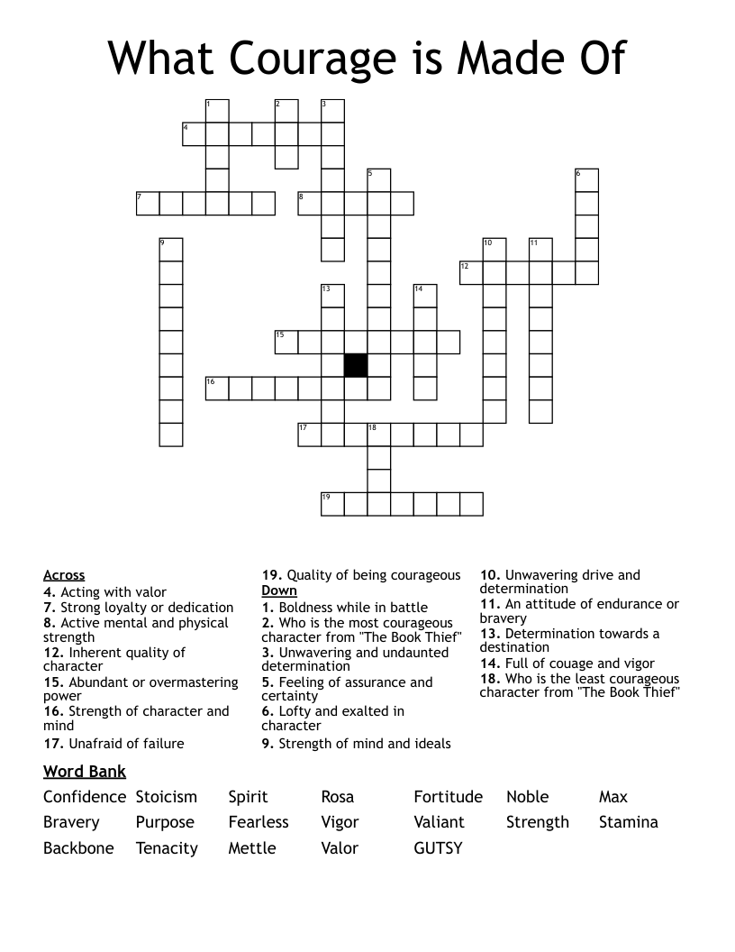 What Courage is Made Of Crossword