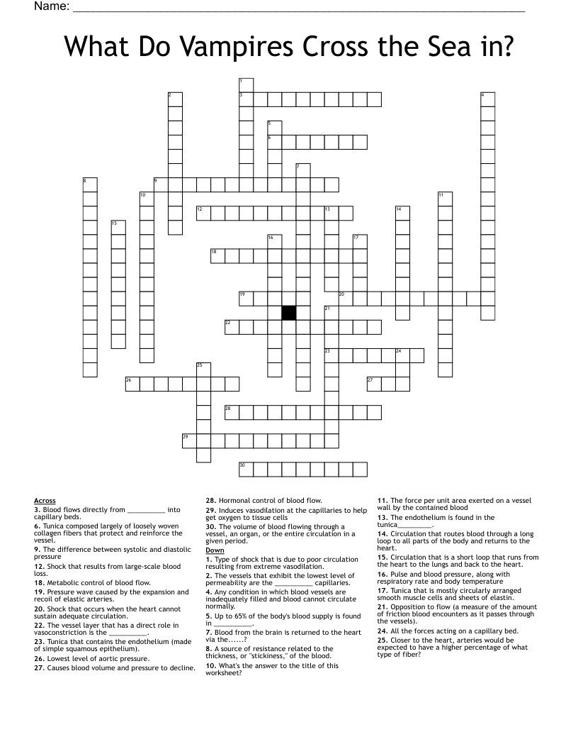 What Do Vampires Cross the Sea in?  Crossword