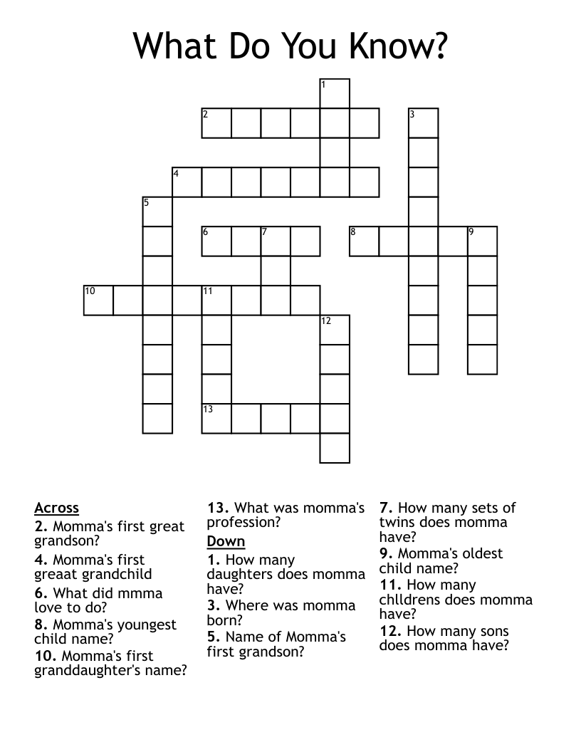 What Do You Know? Crossword