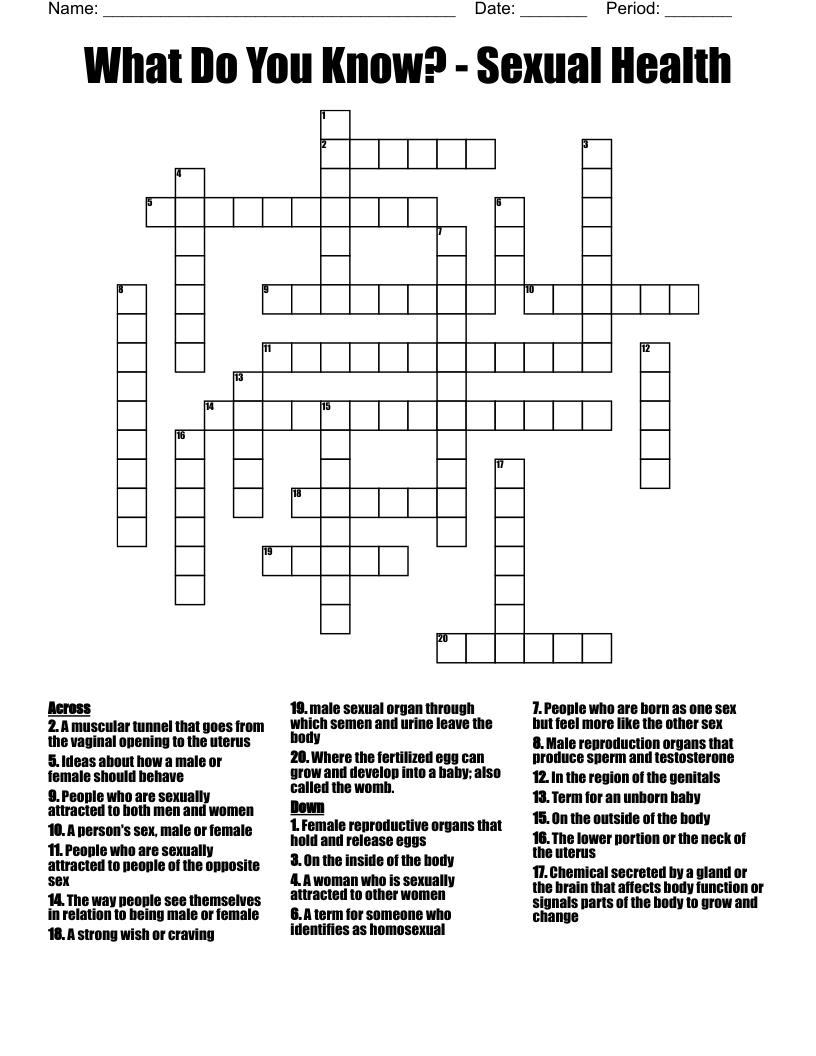 What Do You Know? - Sexual Health Crossword