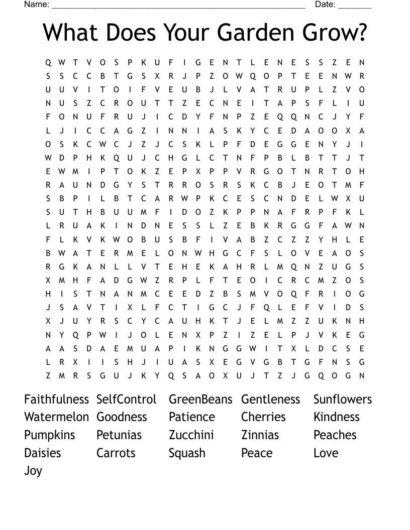 What Does Your Garden Grow? Word Search