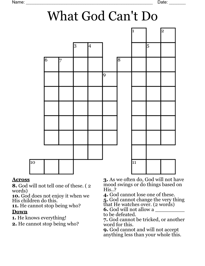 What God Can't Do Crossword