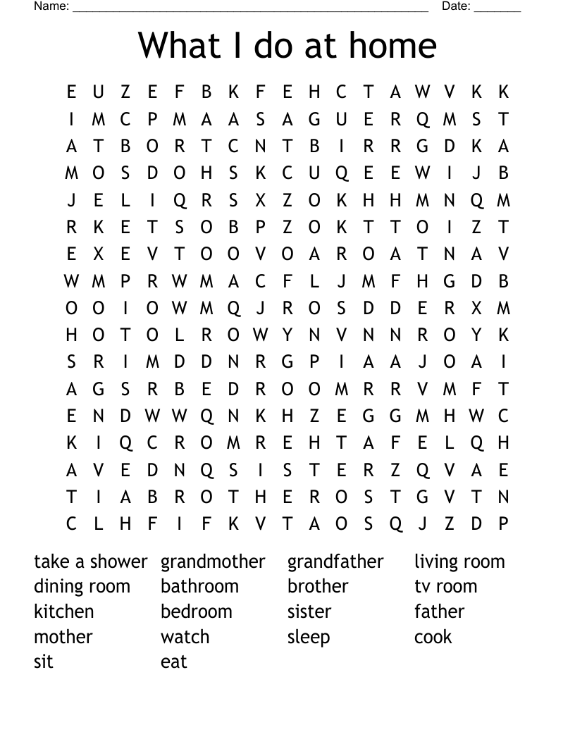 What I do at home  Word Search