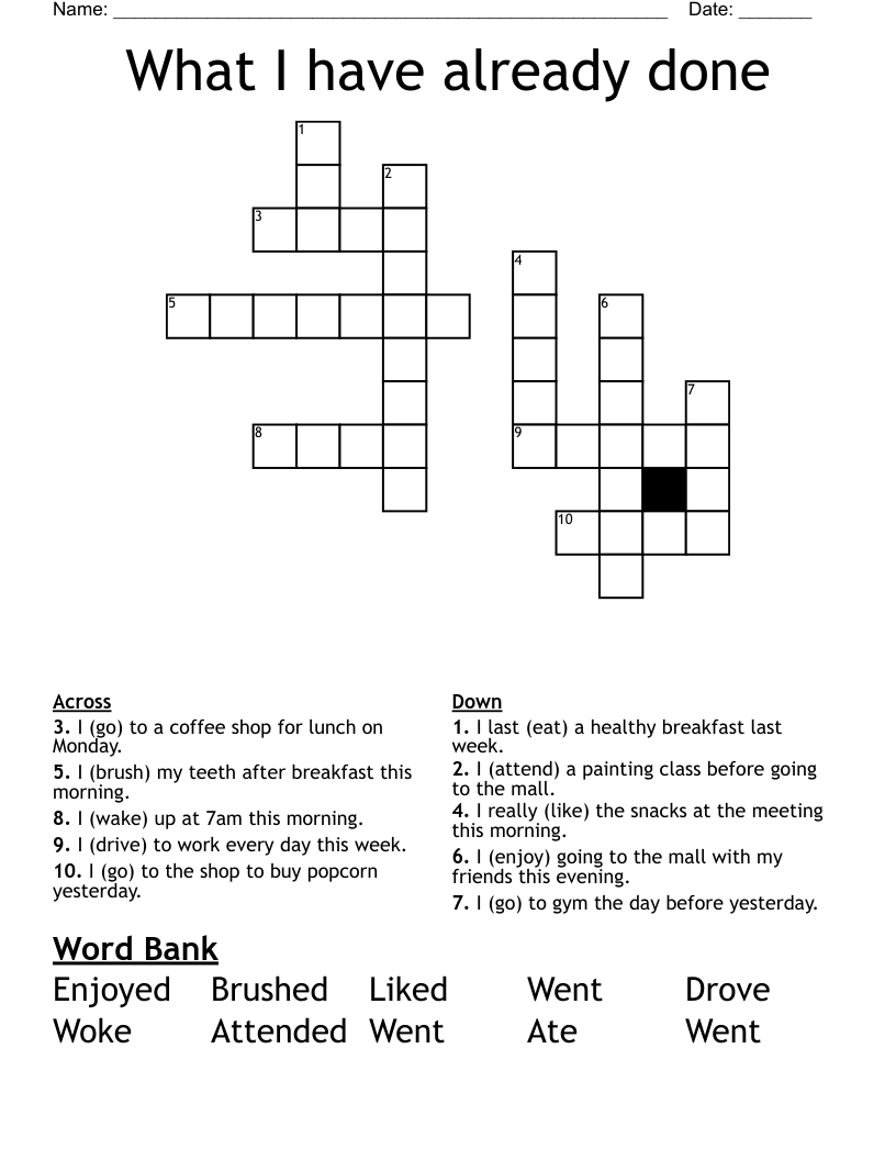 What I have already done Crossword