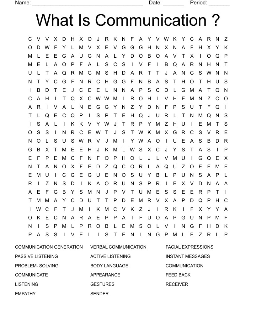 What Is Communication ? Word Search