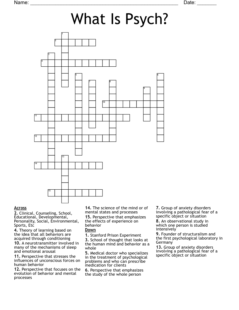 What Is Psych? Crossword