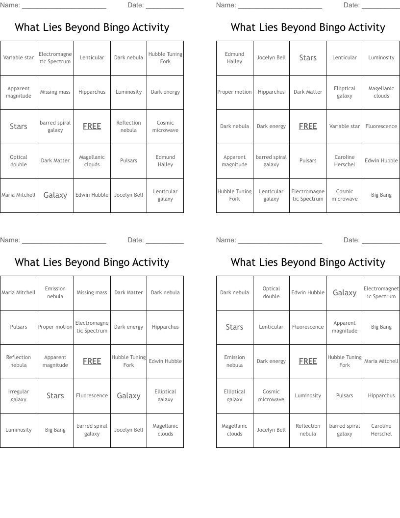 What Lies Beyond Bingo Activity