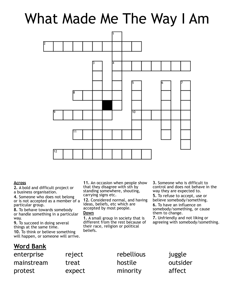 What Made Me The Way I Am Crossword
