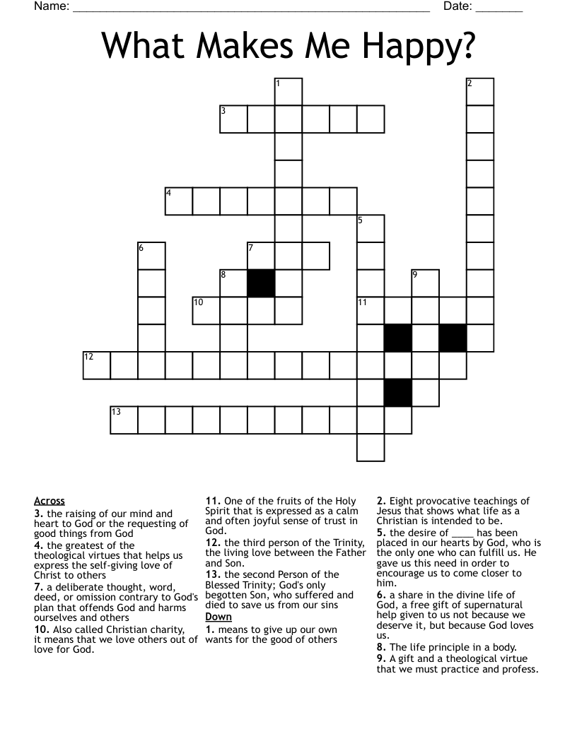 What Makes Me Happy? Crossword