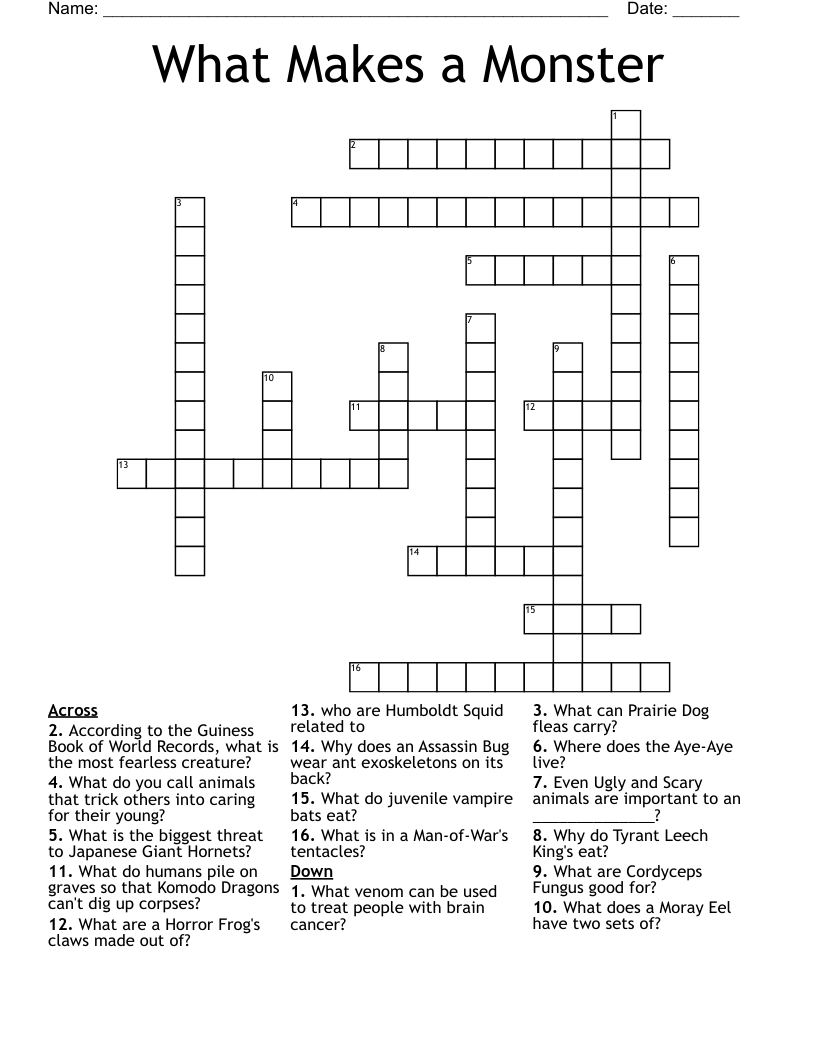 What Makes a Monster Crossword