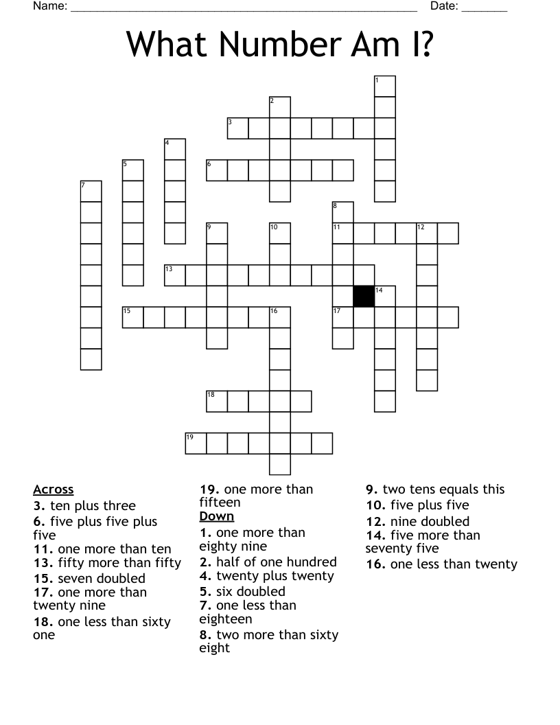 What Number Am I? Crossword