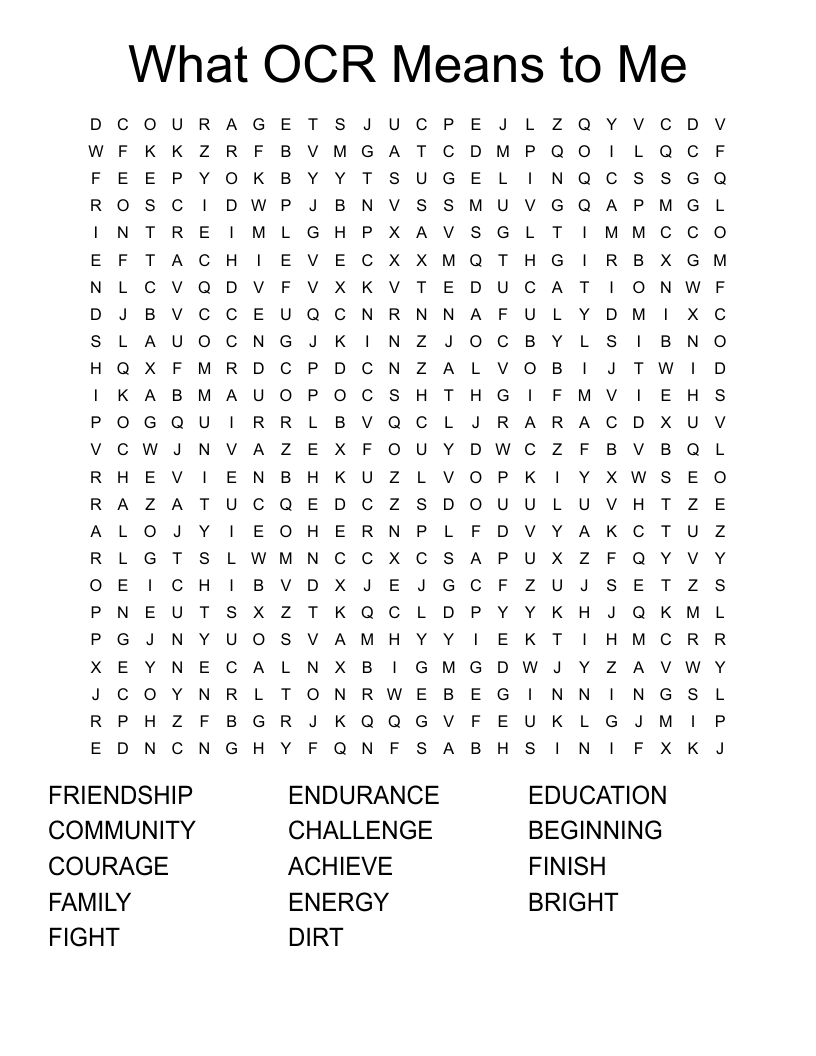 What OCR Means to Me Word Search