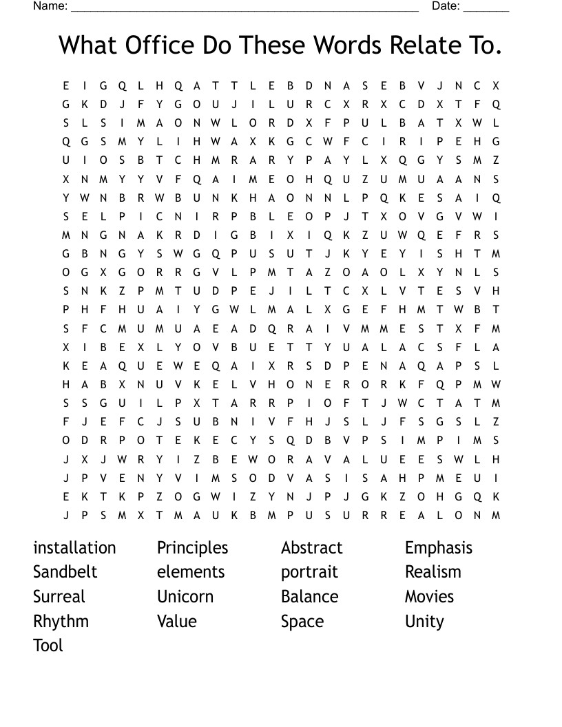 What Office Do These Words Relate To. Word Search