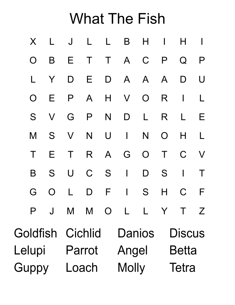 What The Fish Word Search