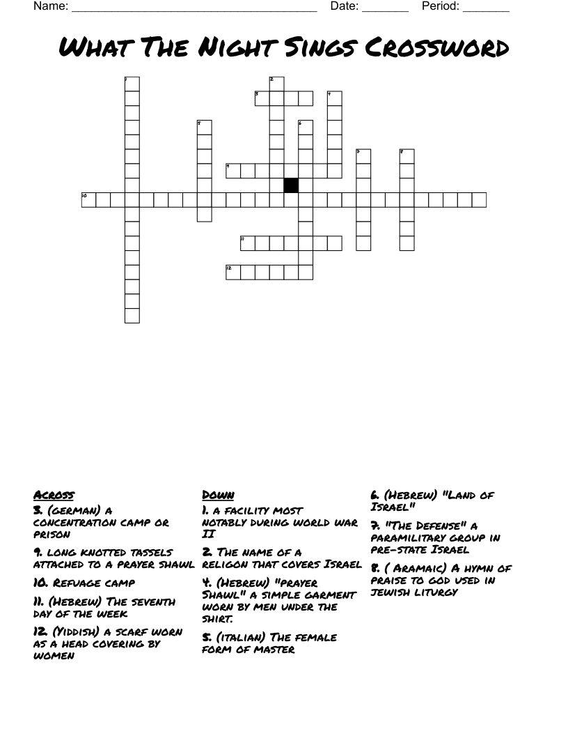 What The Night Sings Crossword
