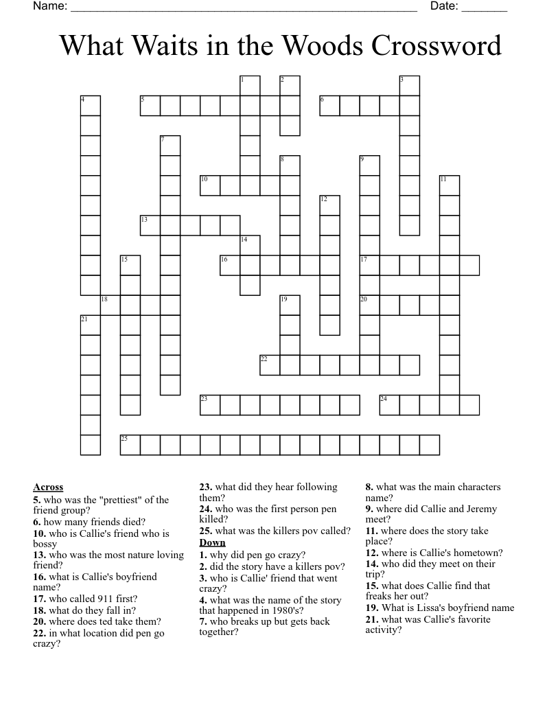 What Waits in the Woods Crossword