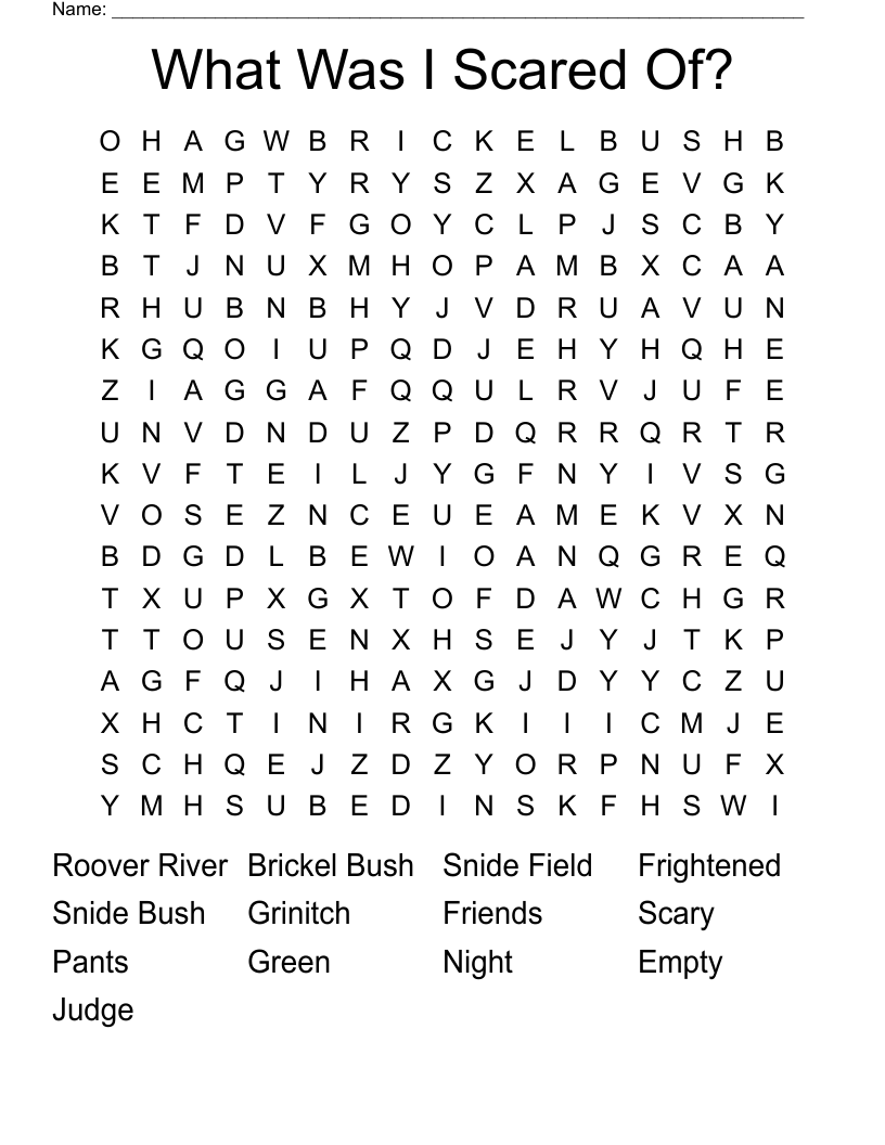 What Was I Scared Of? Word Search