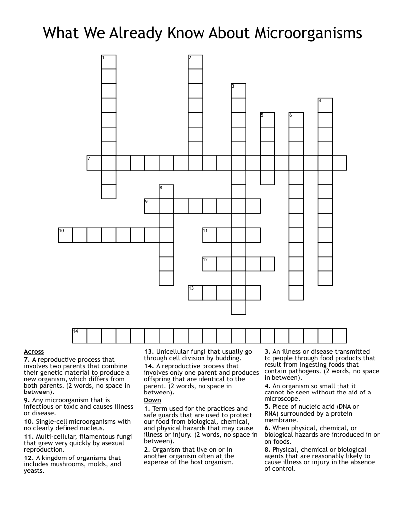 What We Already Know About Microorganisms Crossword