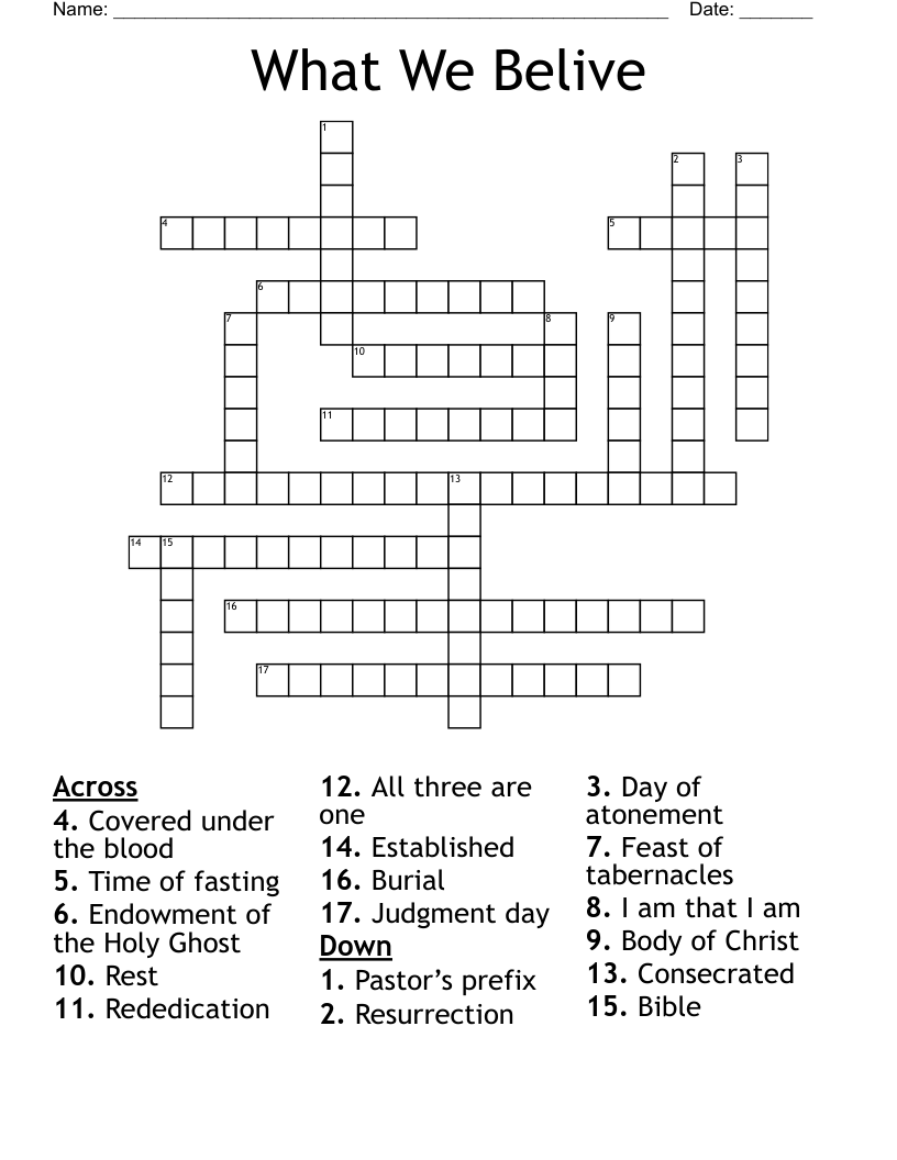 What We Belive Crossword