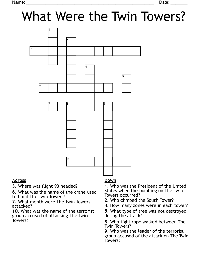 What Were the Twin Towers? Crossword