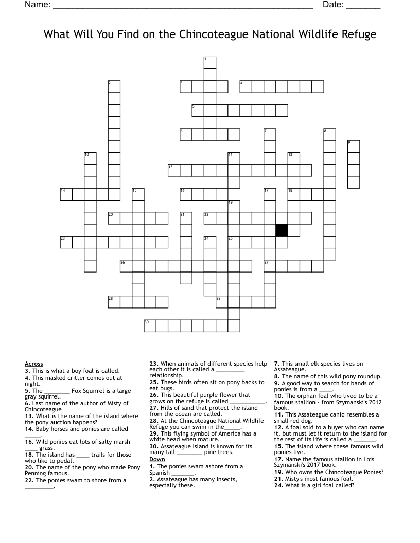 What Will You Find on the Chincoteague National Wildlife Refuge Crossword