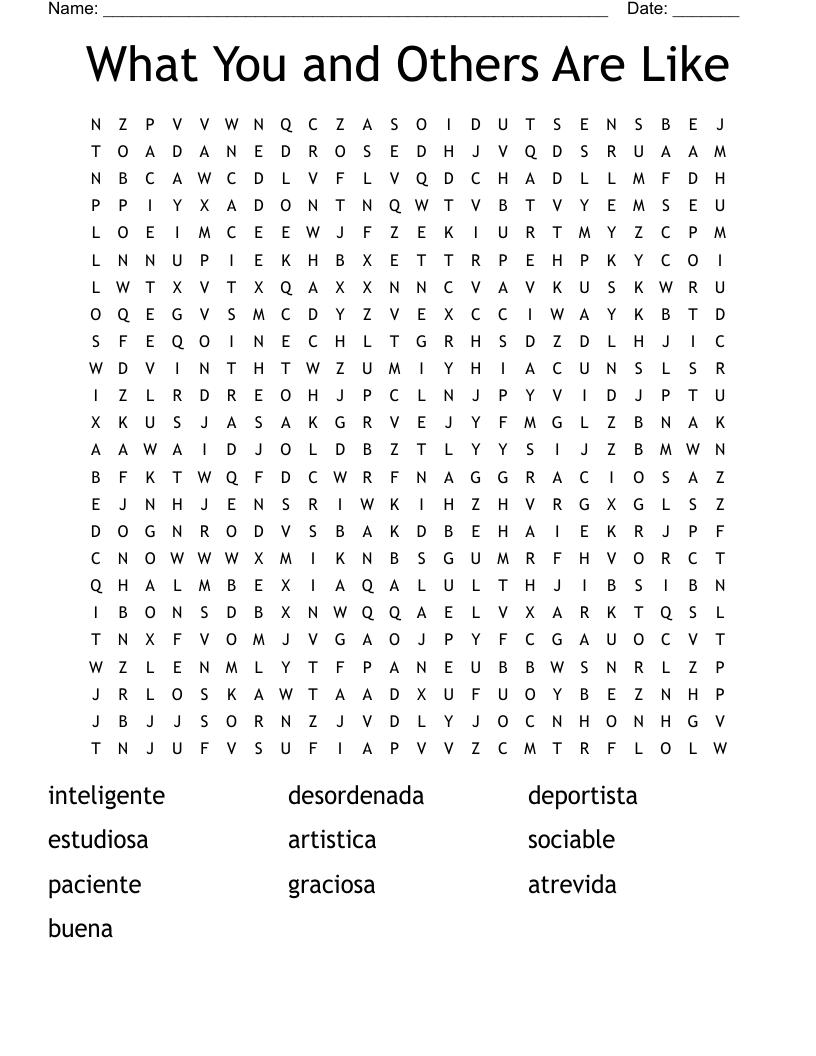 What You and Others Are Like Word Search