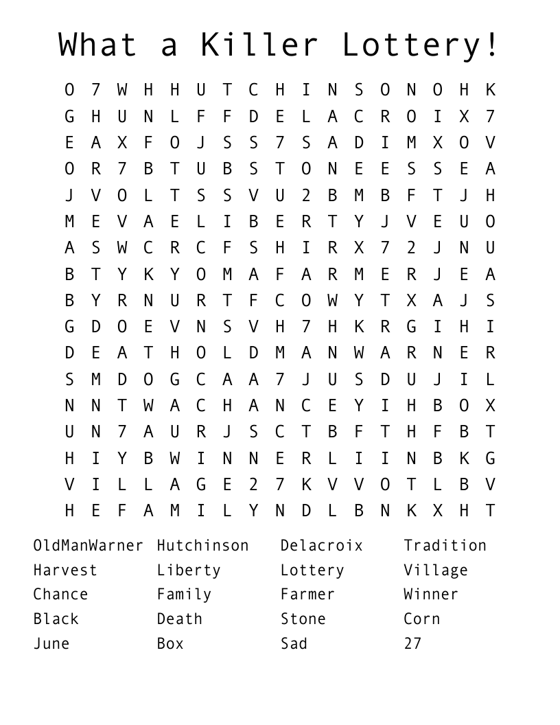 What a Killer Lottery! Word Search