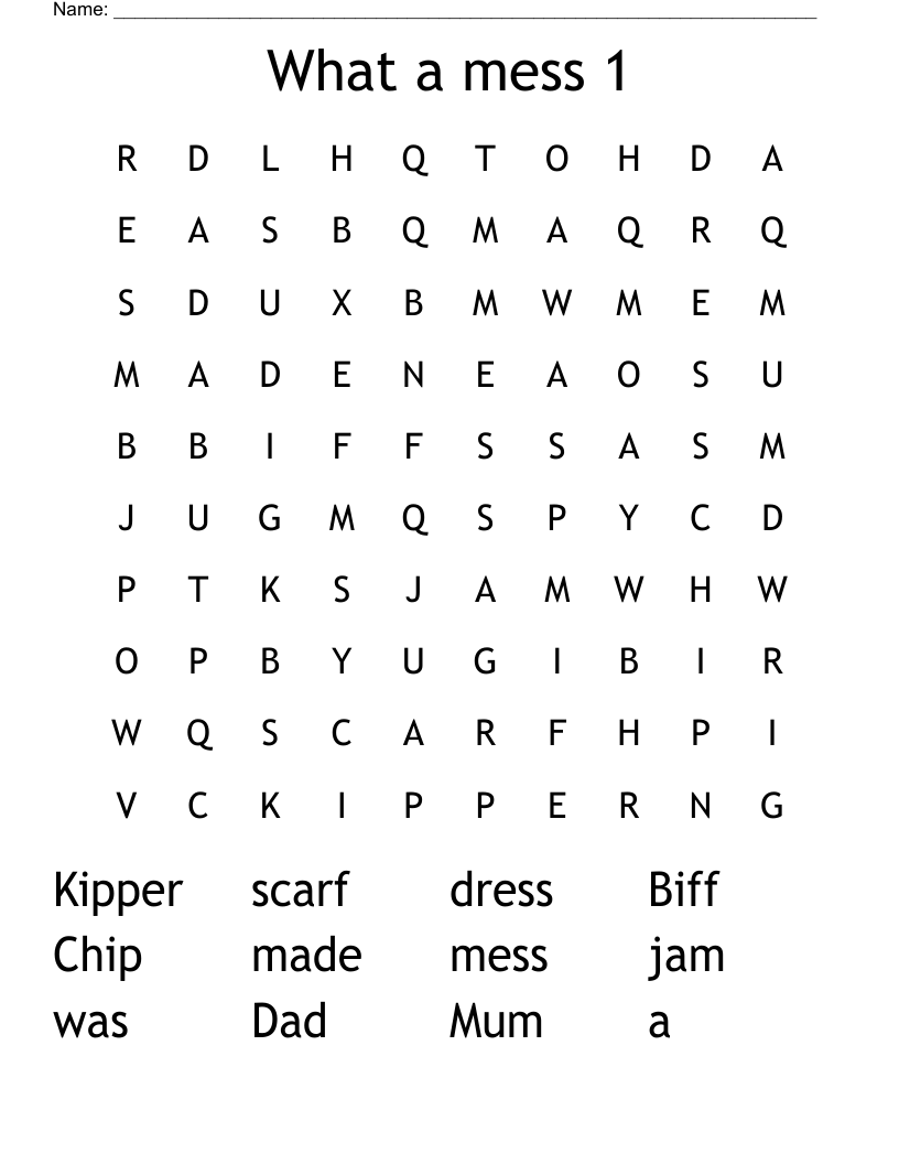 What a mess 1 Word Search