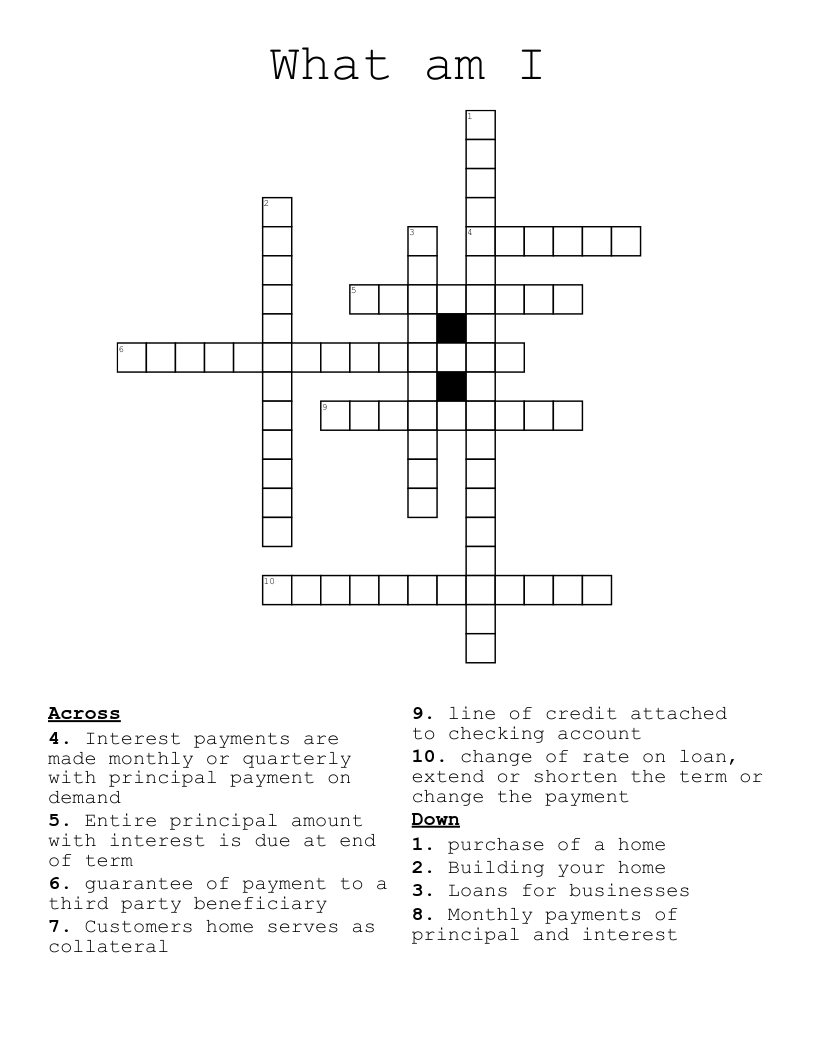 What am I Crossword