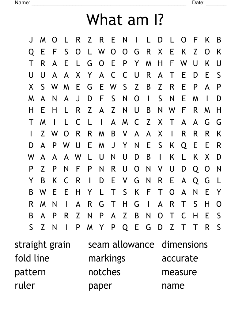 What am I? Word Search