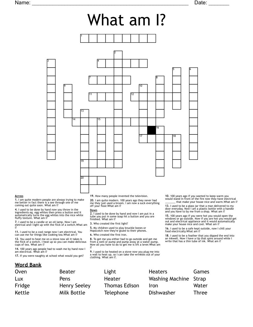 What am I? Crossword