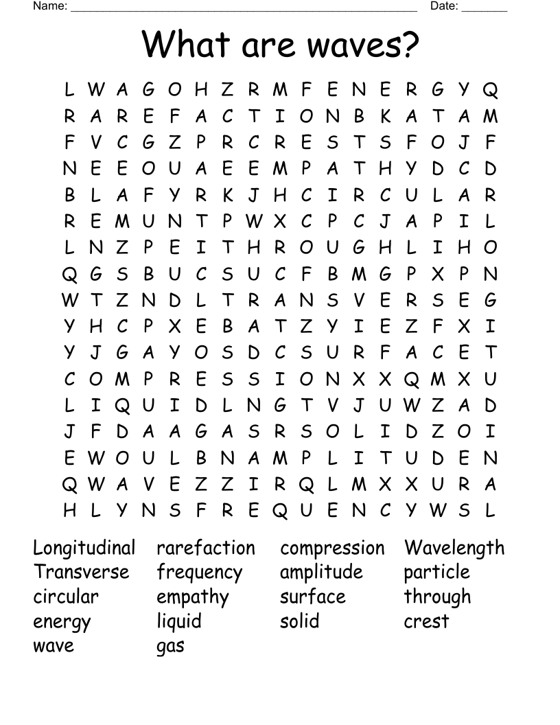 What are waves?  Word Search