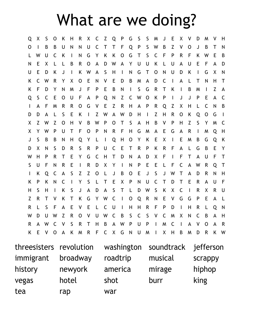 What are we doing? Word Search