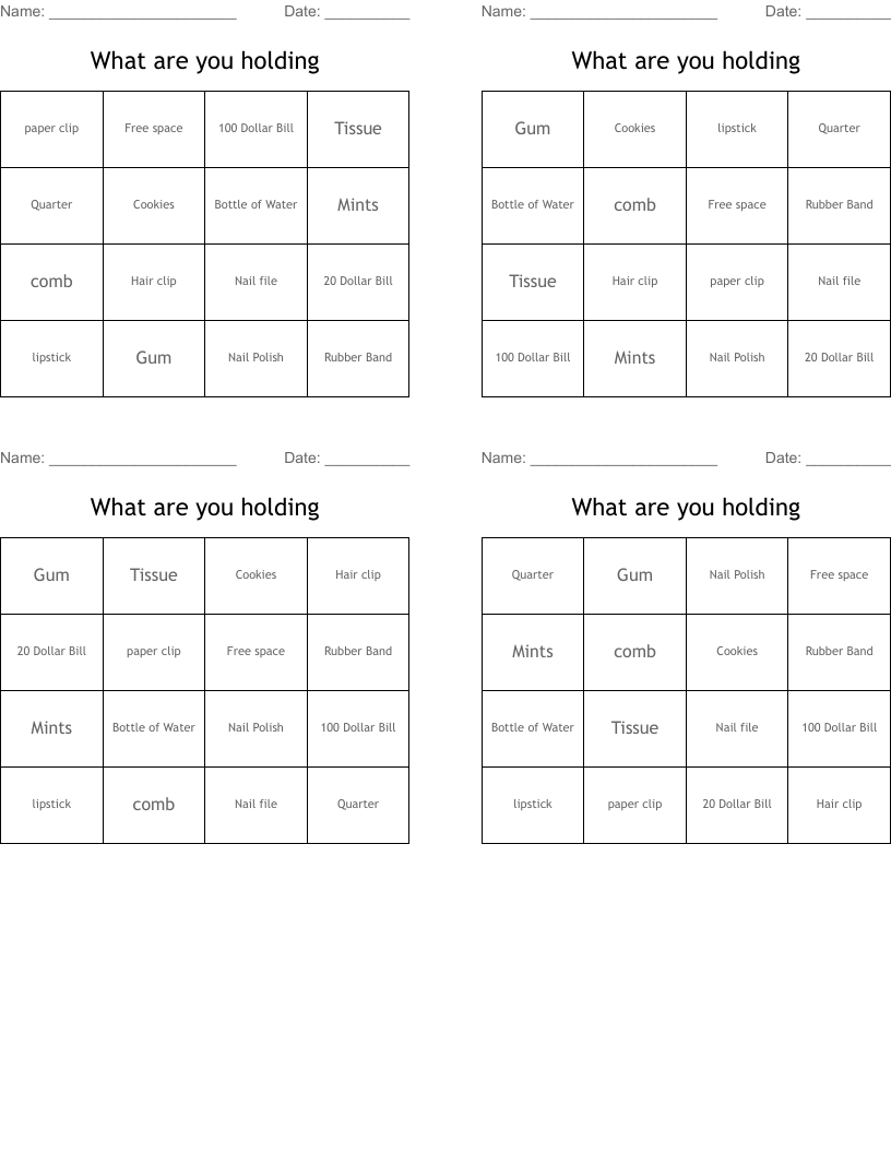 What are you holding Bingo Cards