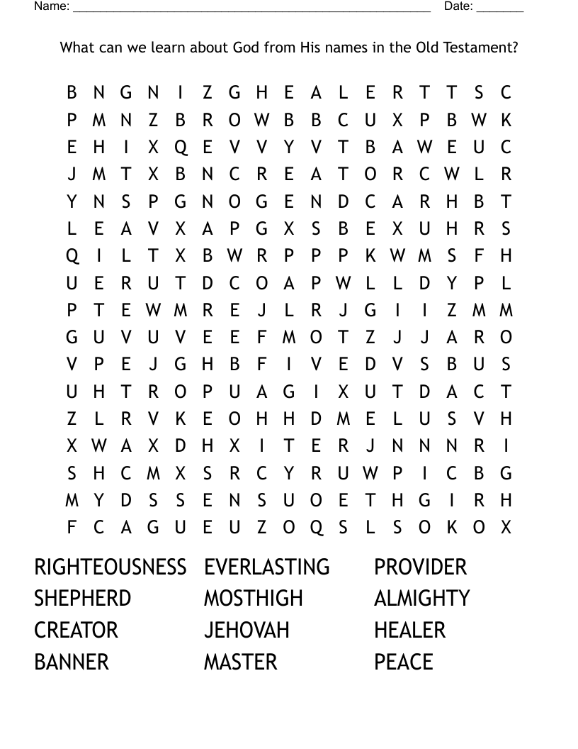 What can we learn about God from His names in the Old Testament? Word Search