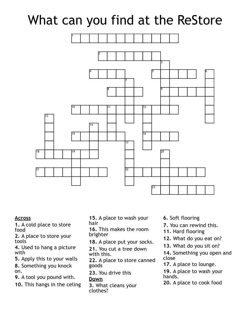 What can you find at the ReStore  Crossword